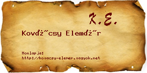 Kovácsy Elemér névjegykártya